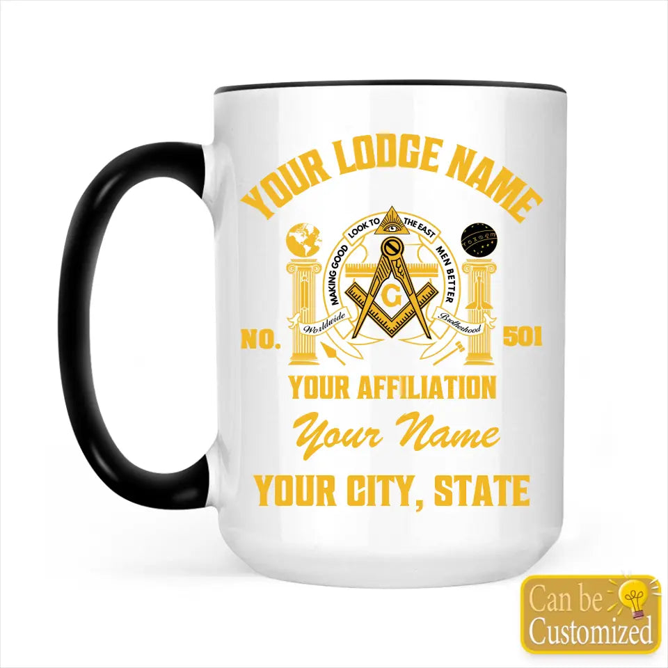 Custom Affiliation Masonic Accent Two-Tone Mug