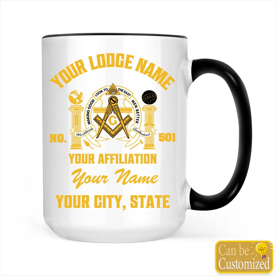 Custom Affiliation Masonic Accent Two-Tone Mug