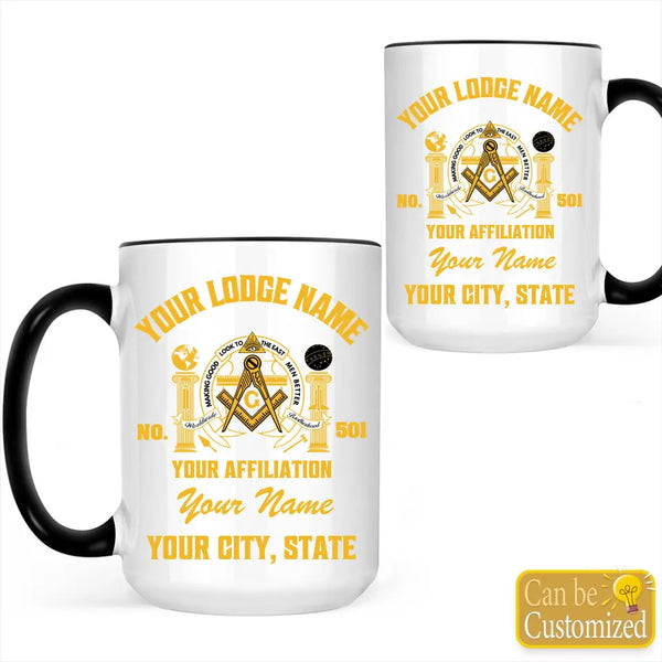 Custom Affiliation Masonic Accent Two-Tone Mug