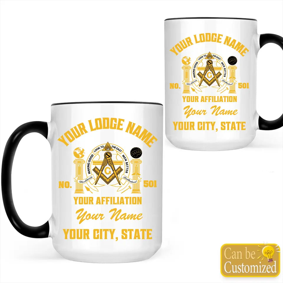 Custom Affiliation Masonic Accent Two-Tone Mug