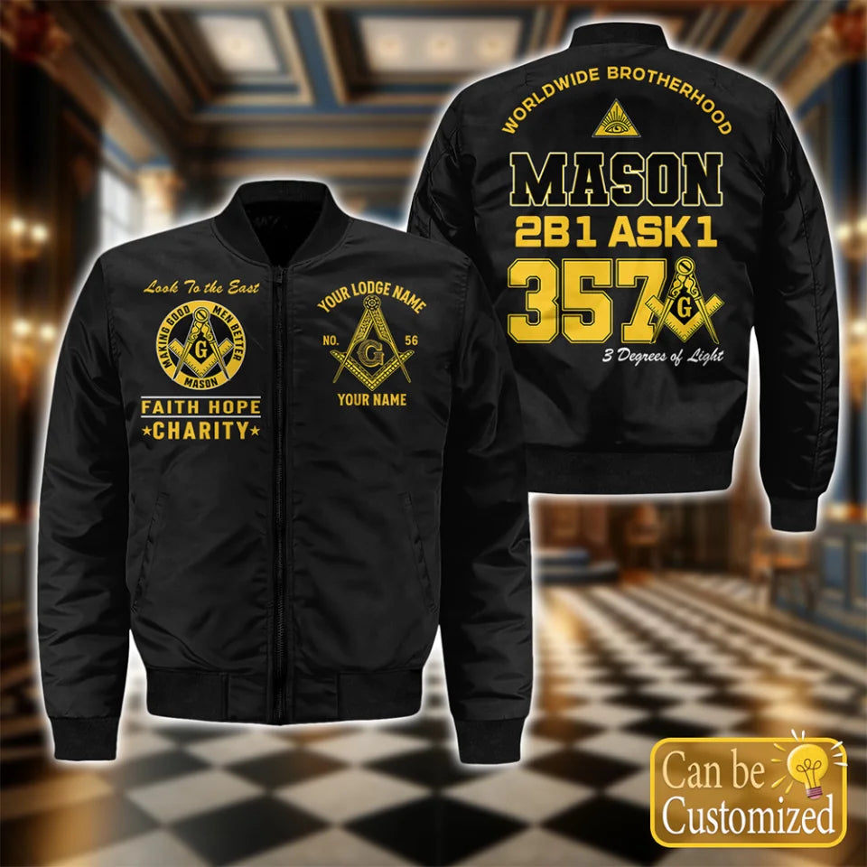 Custom Mason 357 Masonic Bomber Jacket – Made For Freemasons