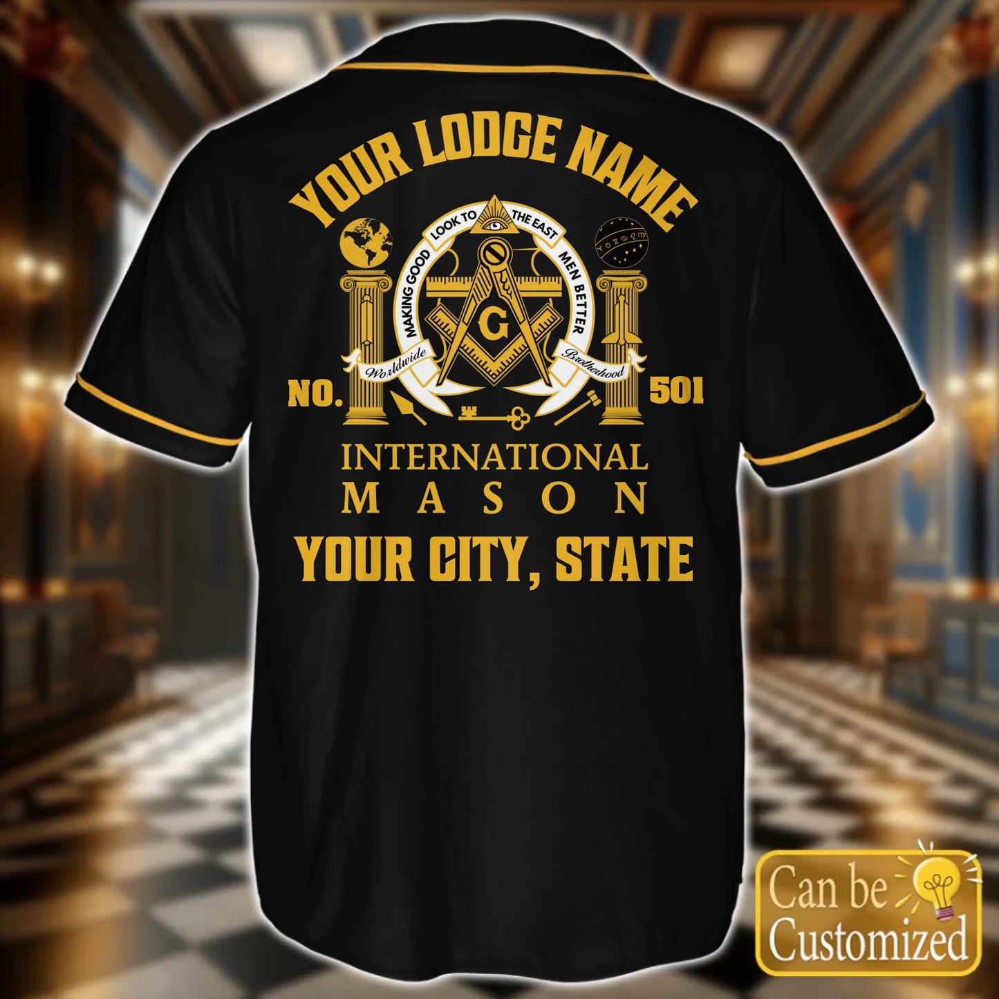 Custom Prince Hall Masons Baseball Jersey Back