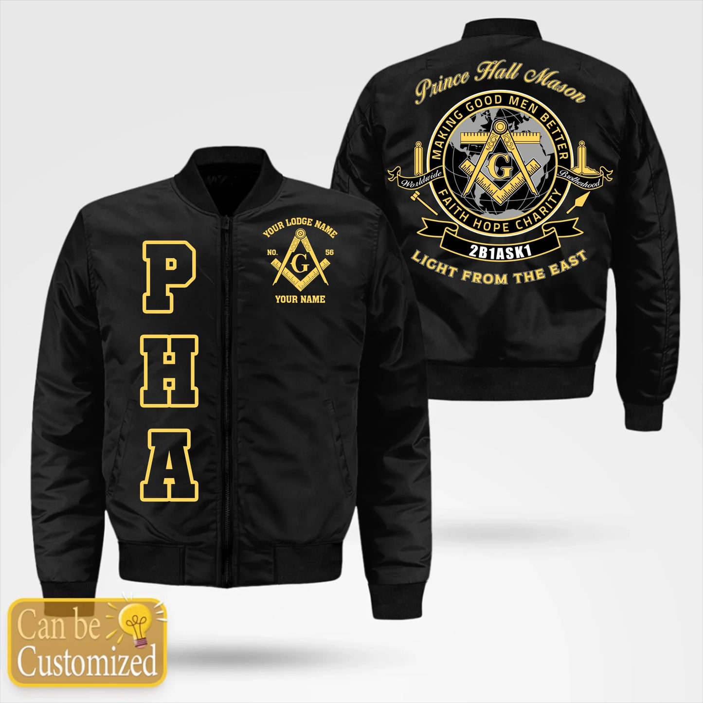 Custom Prince Hall Masonic Bomber Jacket