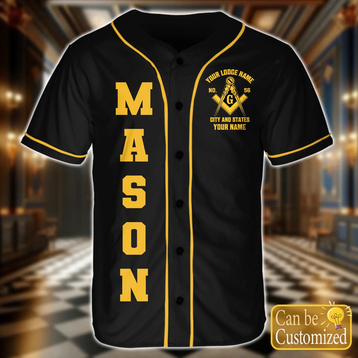 Custom Prince Hall Masons Baseball Jersey Front