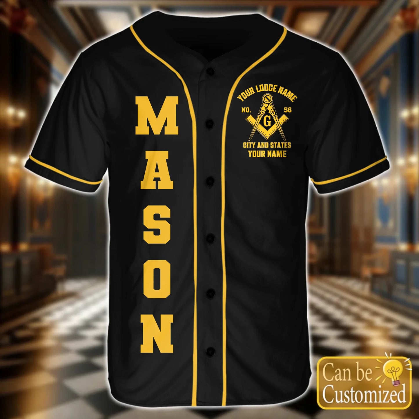 Custom Prince Hall Masons Baseball Jersey Front