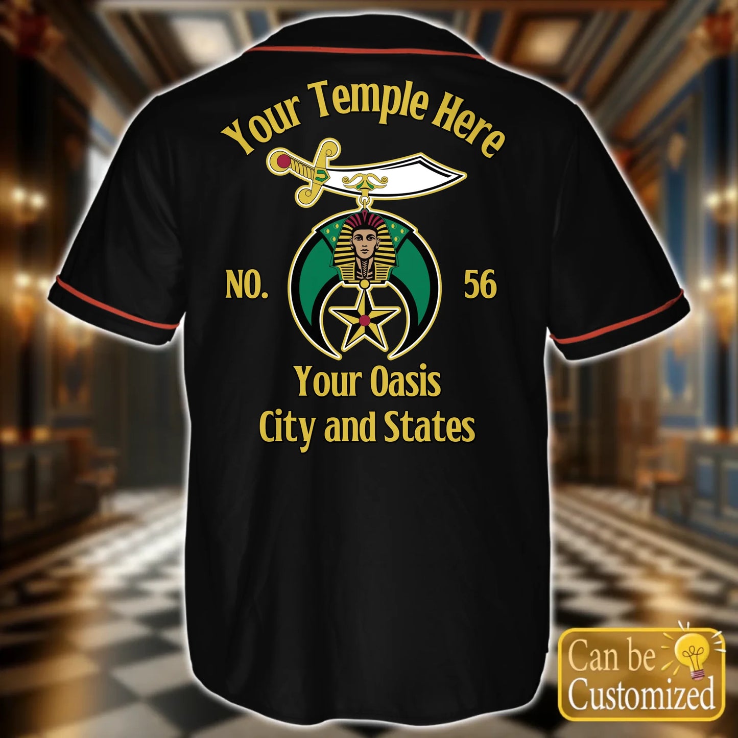 Custom Shriners Baseball Jersey Back