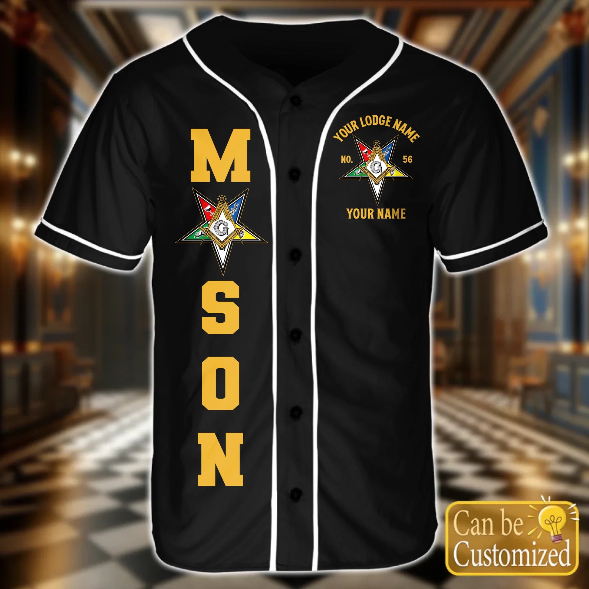 Custom  Order of the Eastern Star OES Baseball Jersey Front