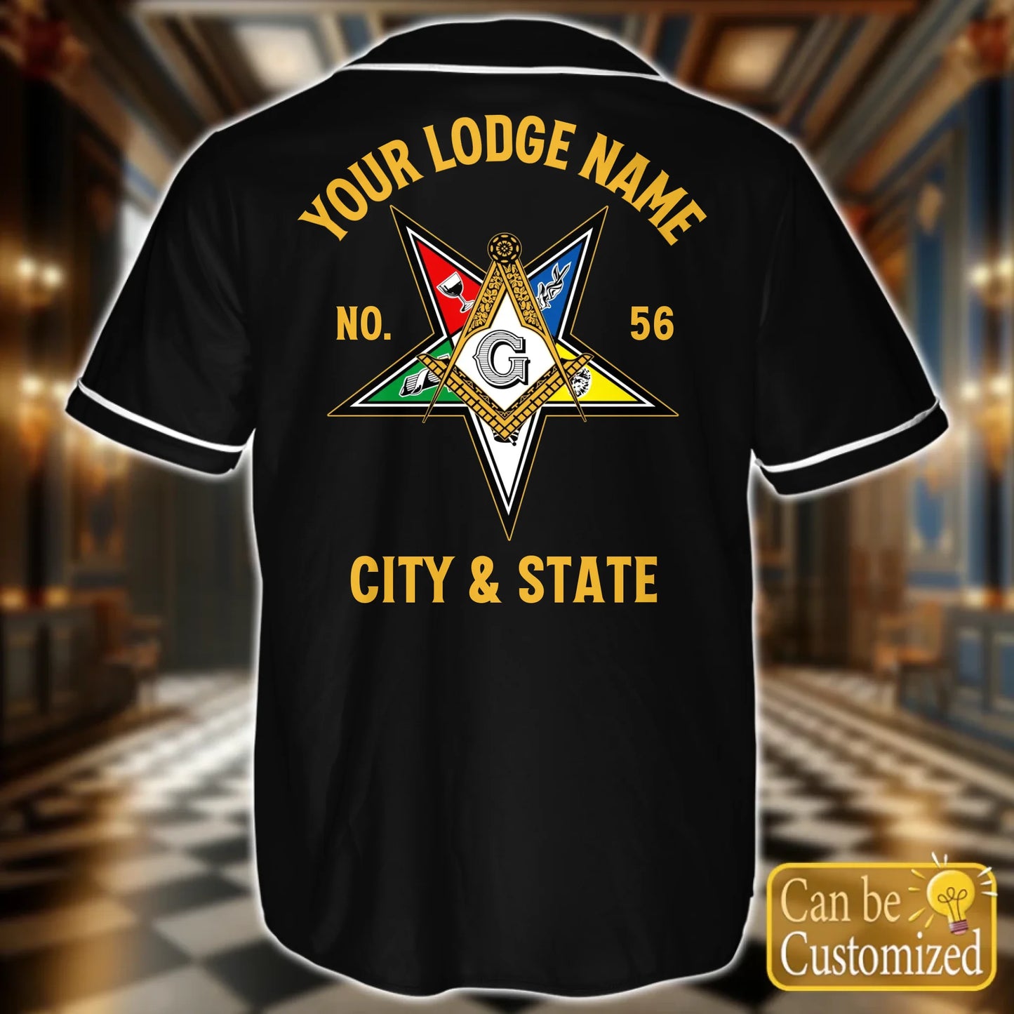 Custom  Order of the Eastern Star OES Baseball Jersey Back