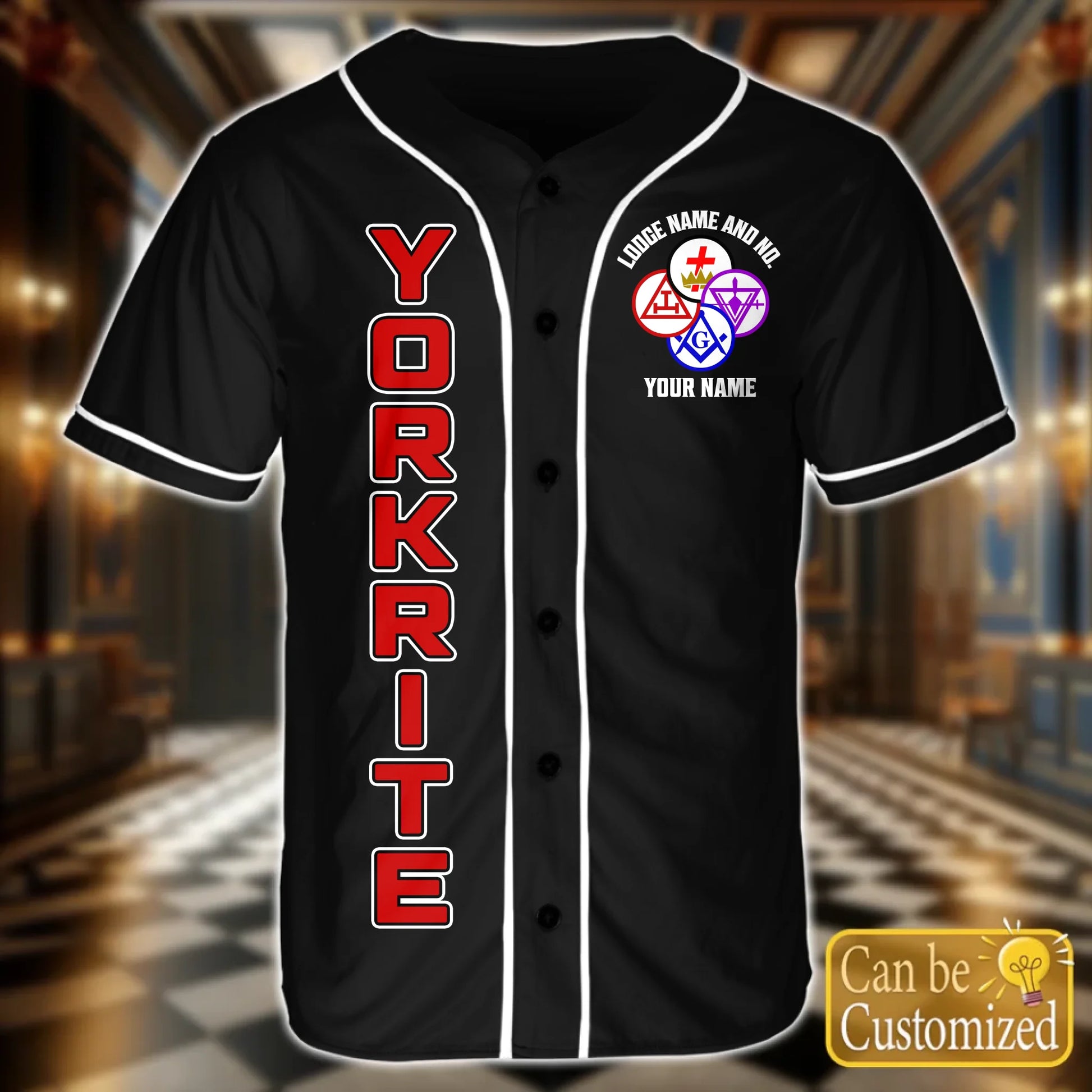 Custom  Order of the Eastern Star OES Baseball Jersey Front