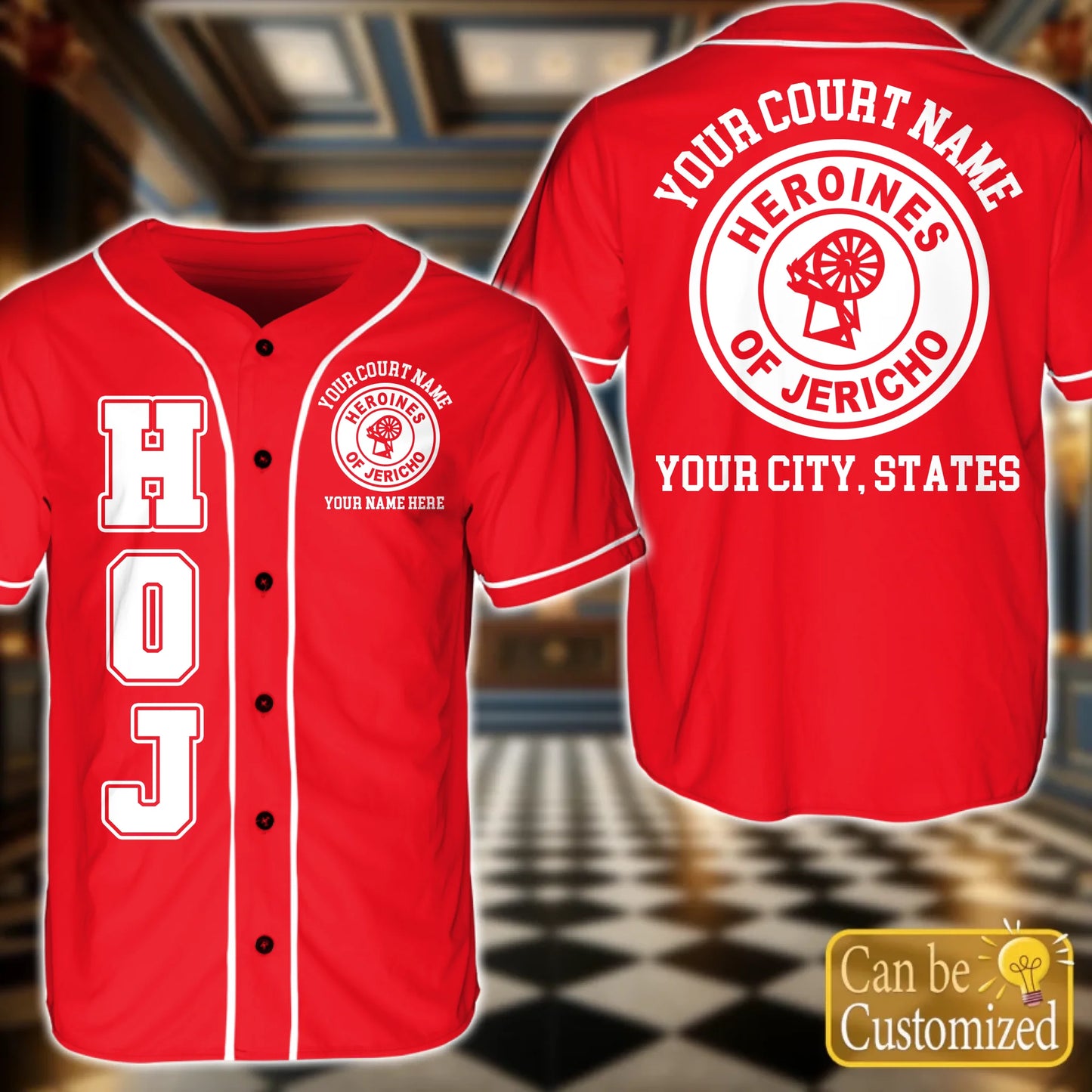 Custom  Order of the Eastern Star OES Baseball Jersey Front Back