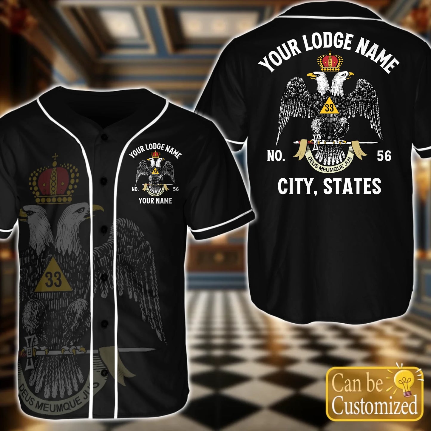 Custom Order of the Eastern Star OES Baseball Jersey Front Back