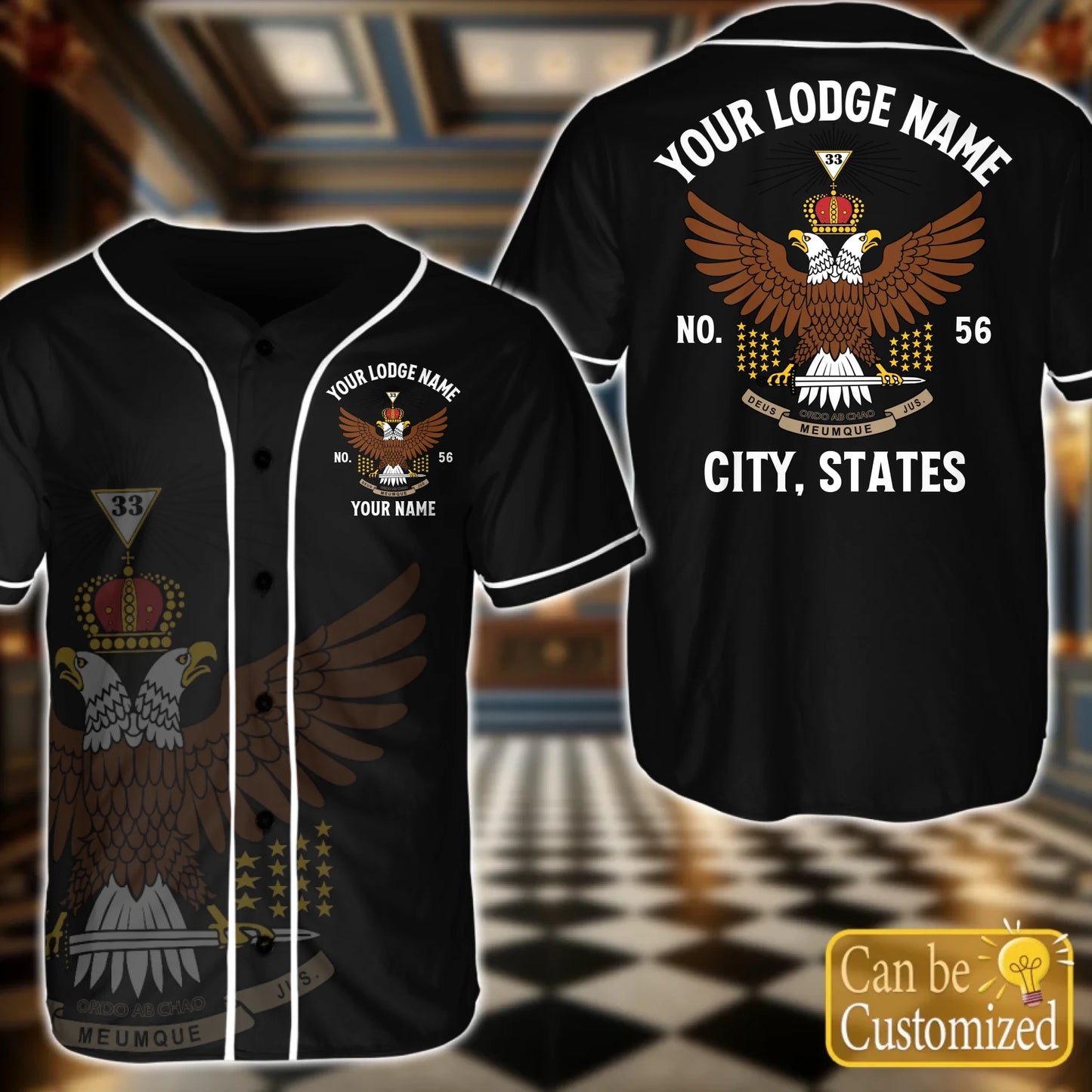 Custom Order of the Eastern Star OES Baseball Jersey Front Back