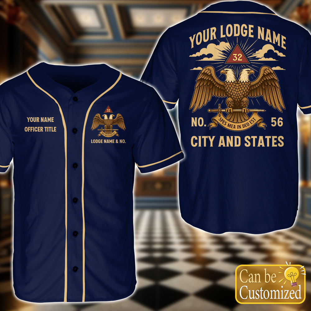 Custom 32nd Degree Scottish Rite Baseball Jersey