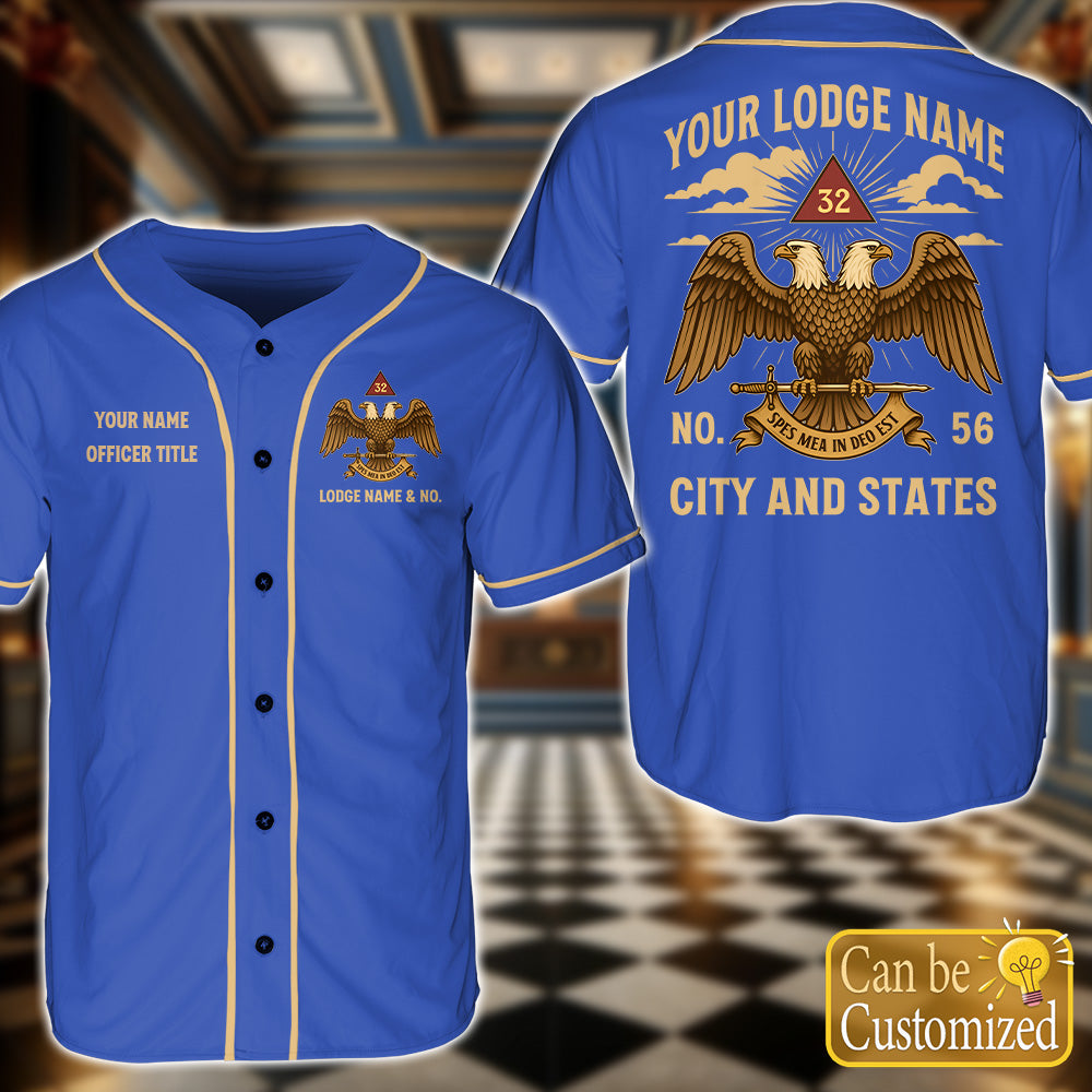 Custom 32nd Degree Scottish Rite Baseball Jersey