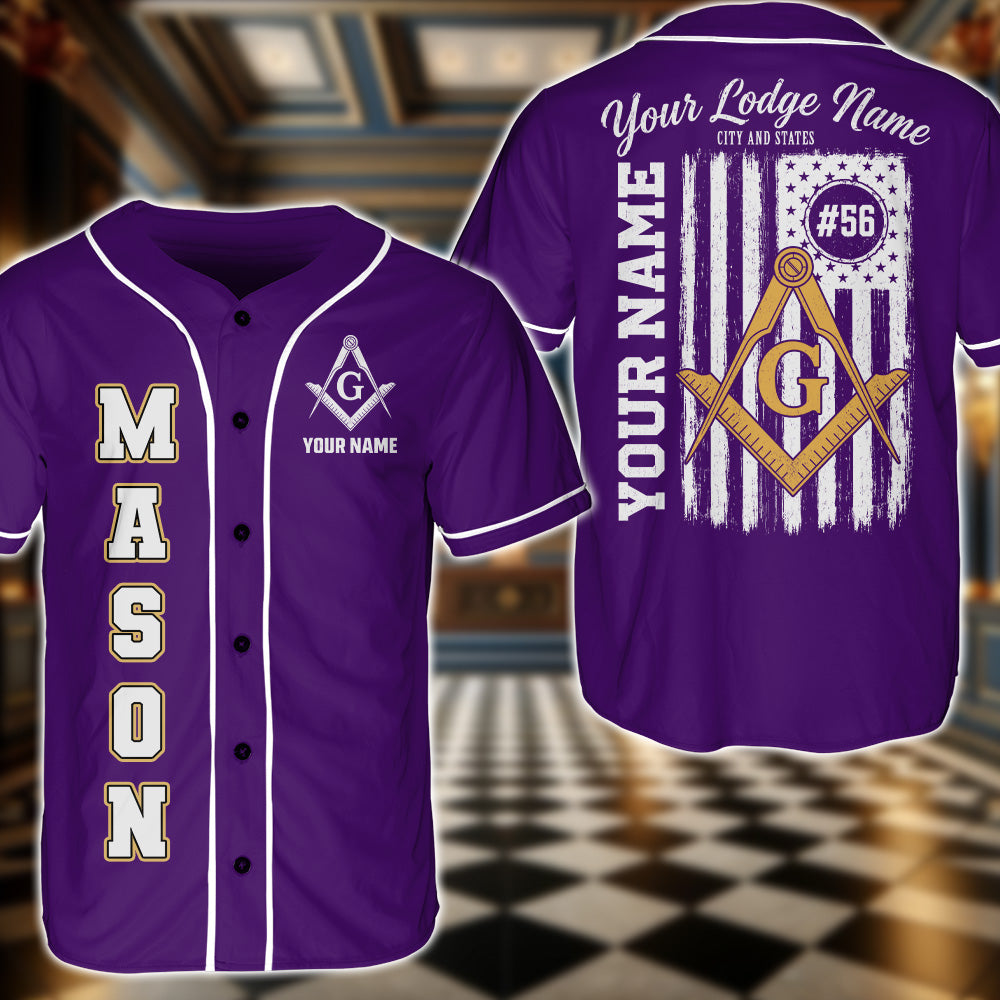 Custom Masonic American Flag Base Ball Jersey
