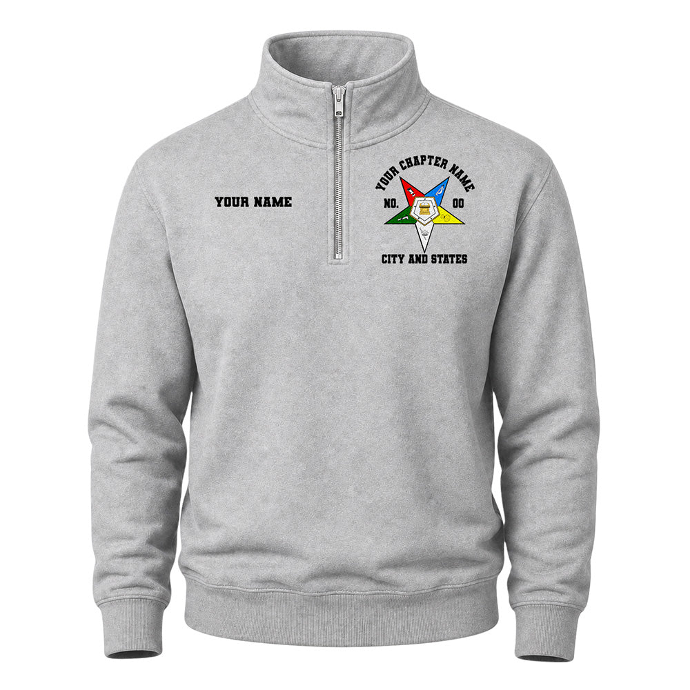 Custom OES Masonic Embroidered Quarter-Zip Sweatshirt