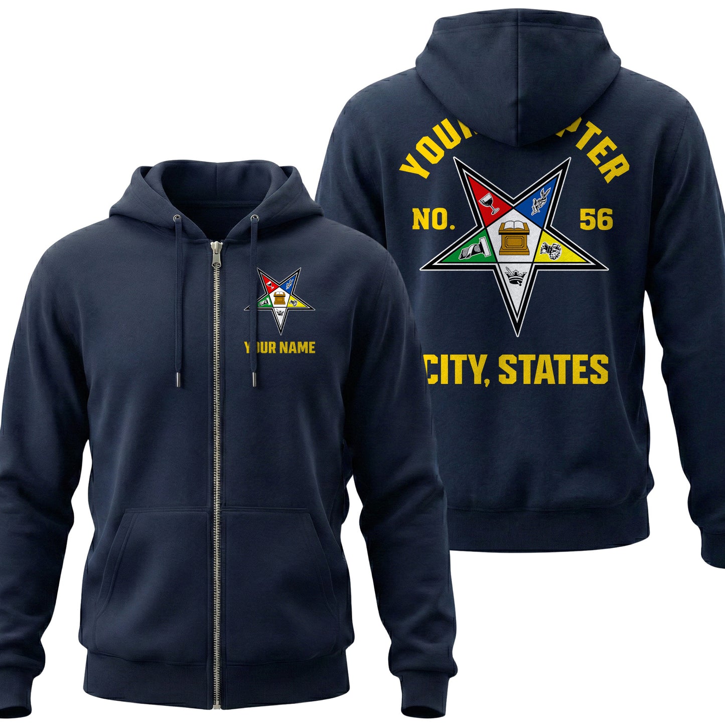 Custom Order Of The Eastern Star Zip Hoodie