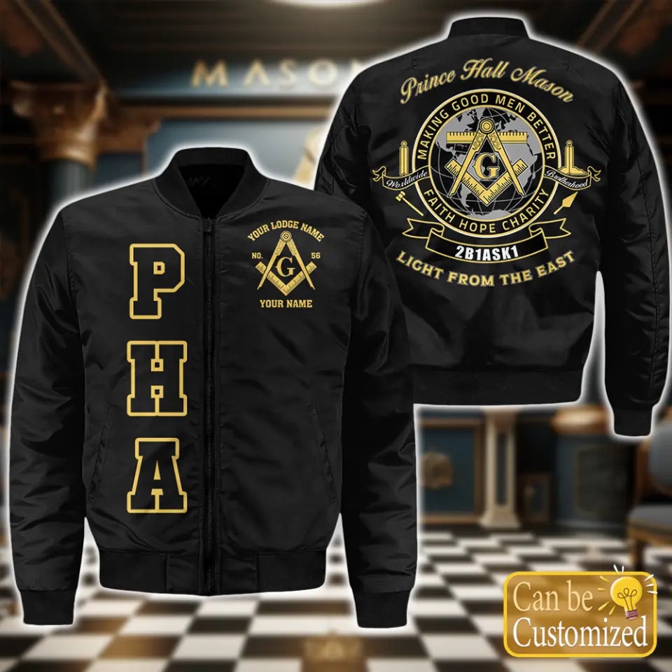 Custom Prince Hall Masonic Bomber Jacket