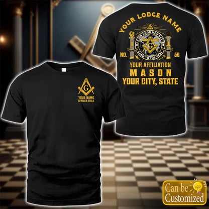 Custom Masonic T-Shirt with Lodge Information, Officer Title, and More