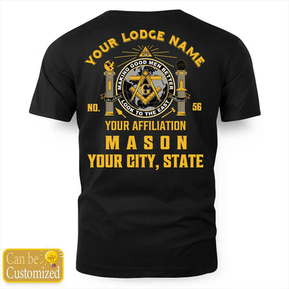 Custom Masonic T-Shirt with Lodge Information, Officer Title, and More