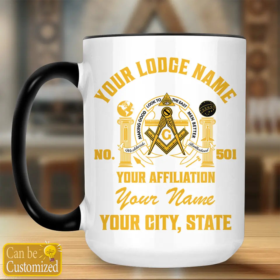 Custom Affiliation Masonic Accent Two-Tone Mug