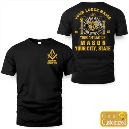 Custom Masonic T-Shirt with Lodge Information, Officer Title, and More