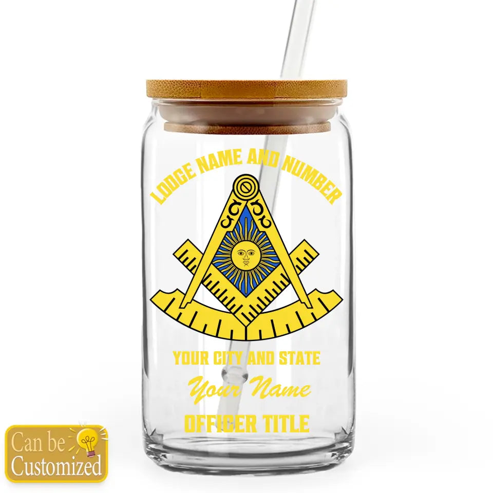 Custom Past Master Masonic Glass Beer Can