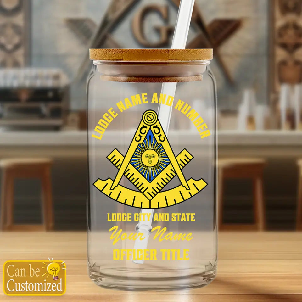 Custom Past Master Masonic Glass Beer Can