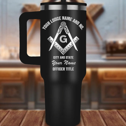 Laser Engraged Masonic 40oz tumbler