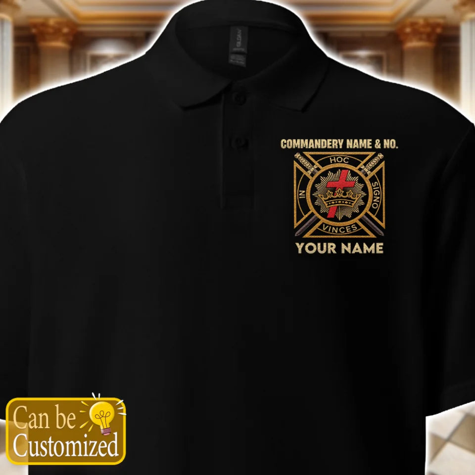 Custom Knights Templar Embroidered Polo Shirt