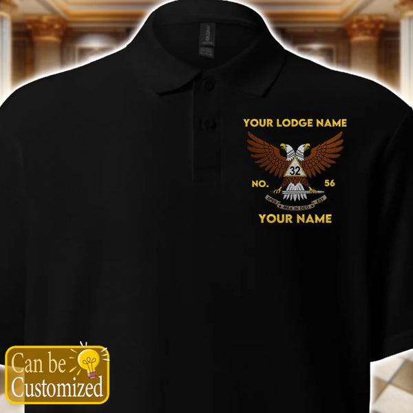 Custom 32nd Degree Scottish Rite Embroidered Polo Shirt