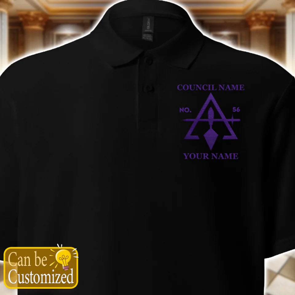 Custom council of cryptic masons Embroidered Polo Shirt