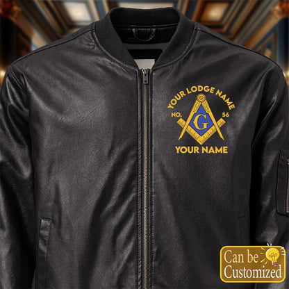 Custom Masonic Leather Bomber Jacket