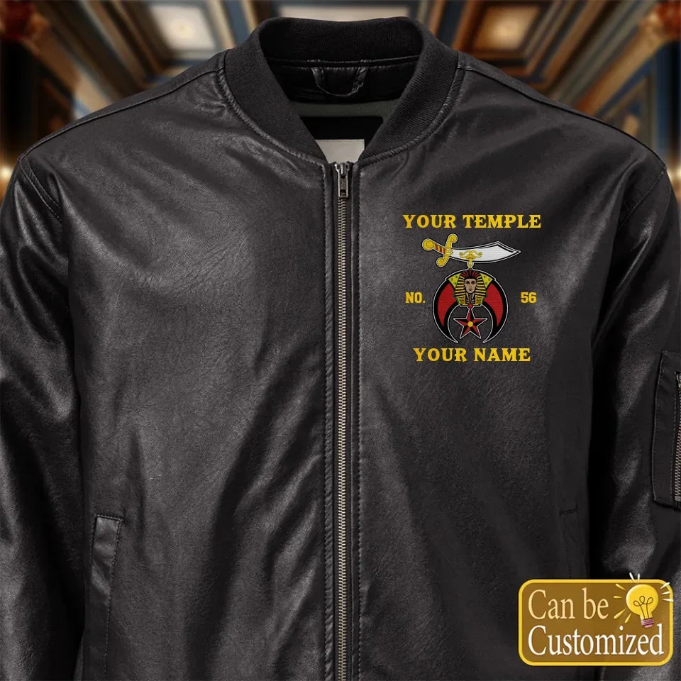 Custom Shriner Leather Bomber Jacket