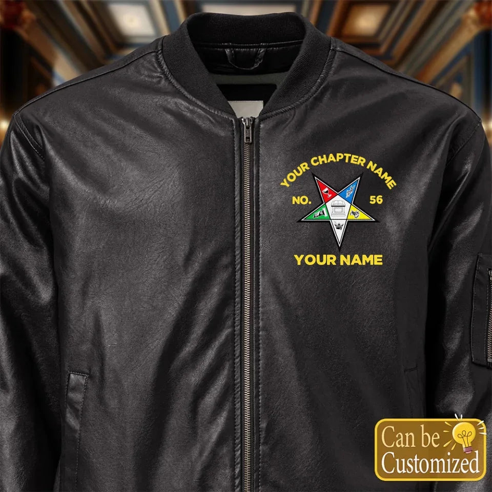 Custom Order Of The Eastern Star Leather Bomber Jacket