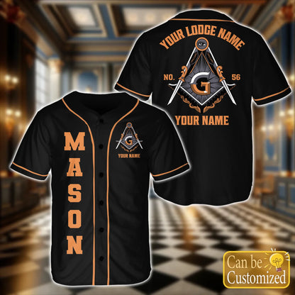 Custom Masonic Baseball Jersey Front Back