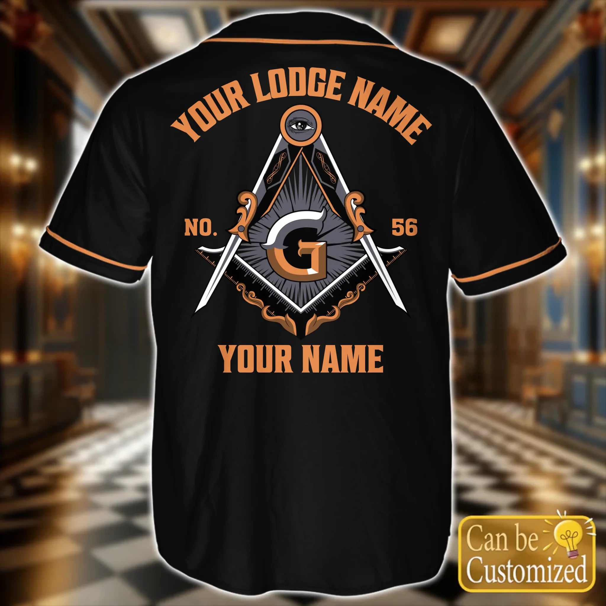 Custom Masonic Baseball Jersey Back