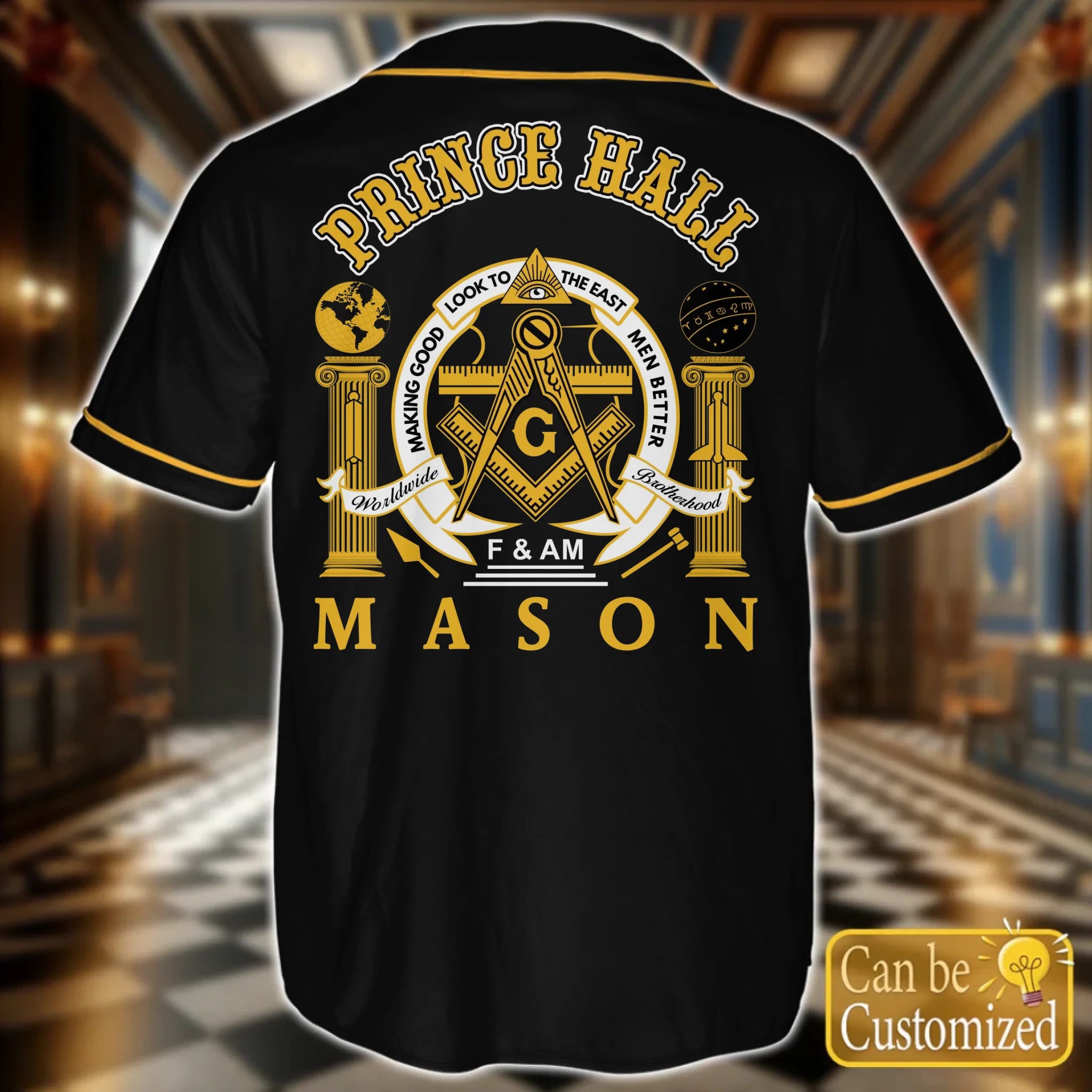 Custom Prince Hall Masons Baseball Jersey Back