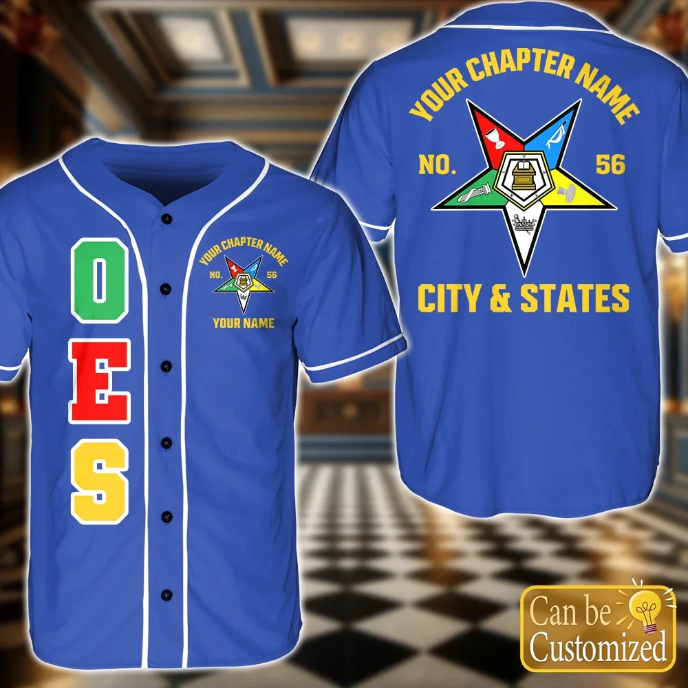 Custom Order Of The Eastern Star OES Baseball Jersey