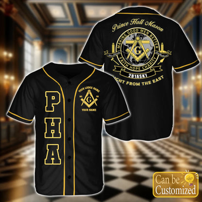 Custom Prince Hall Masons Baseball Jersey Front Back