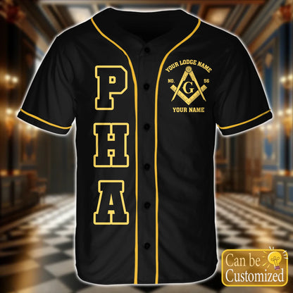 Custom Prince Hall Masons Baseball Jersey Front