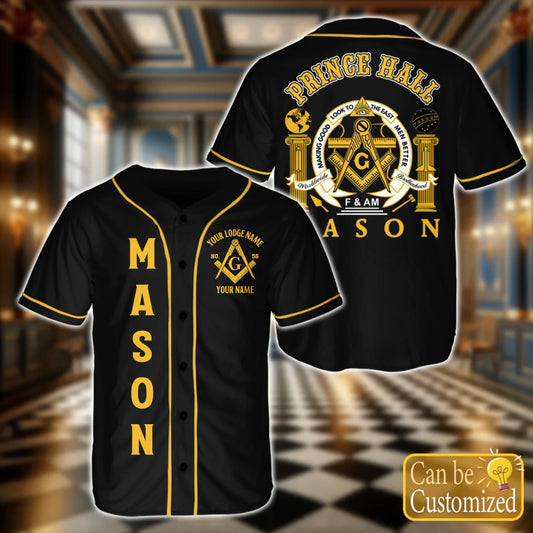 Custom Prince Hall Masons Baseball Jersey Front Back