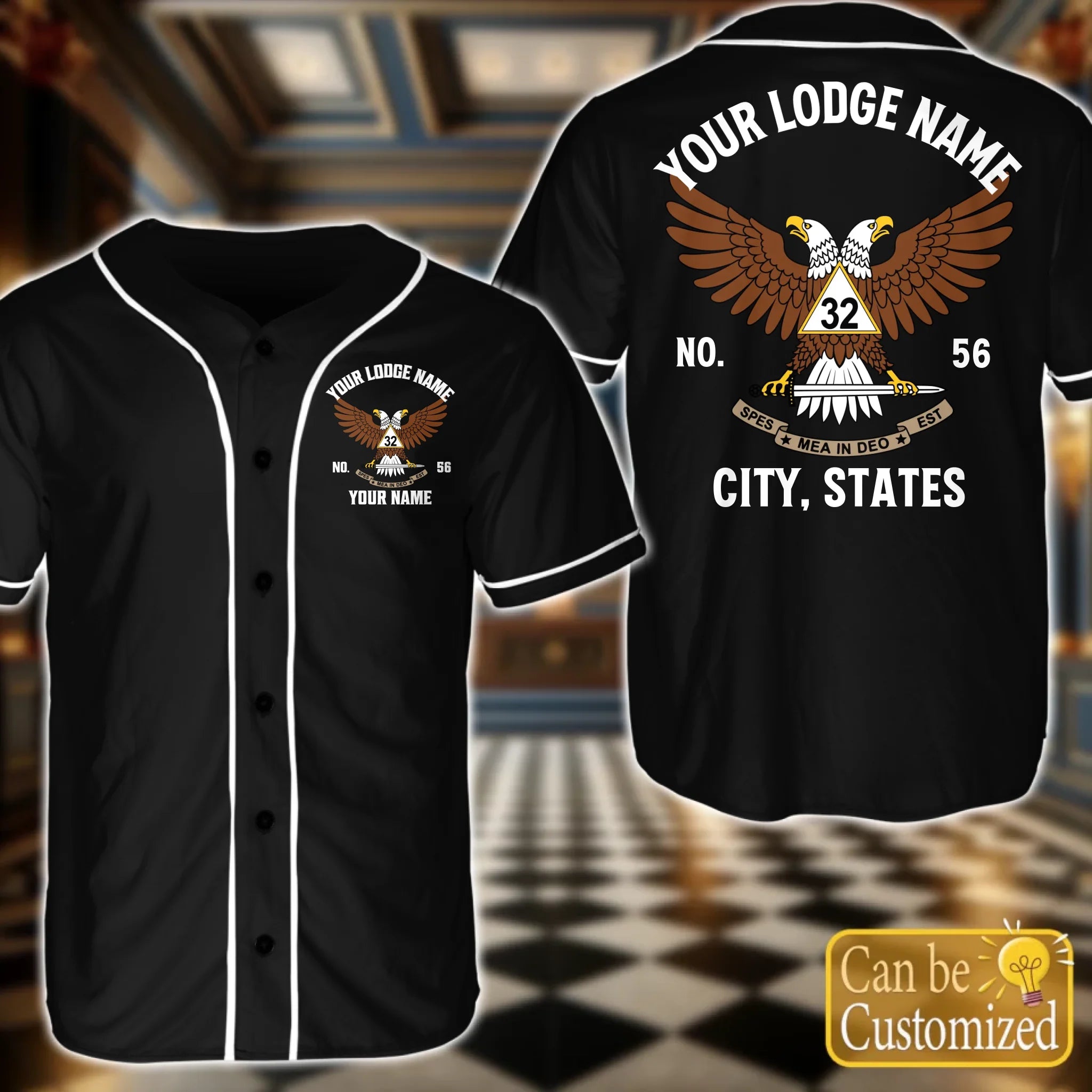 Custom  Order of the Eastern Star OES Baseball Jersey Front Back