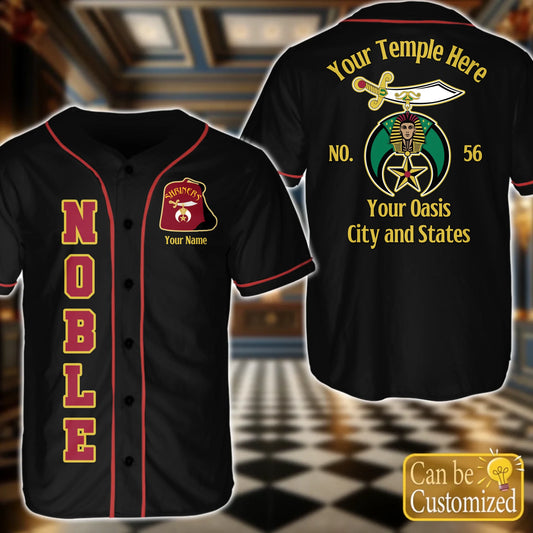 Custom Shriners Noble Masonic Baseball Jersey