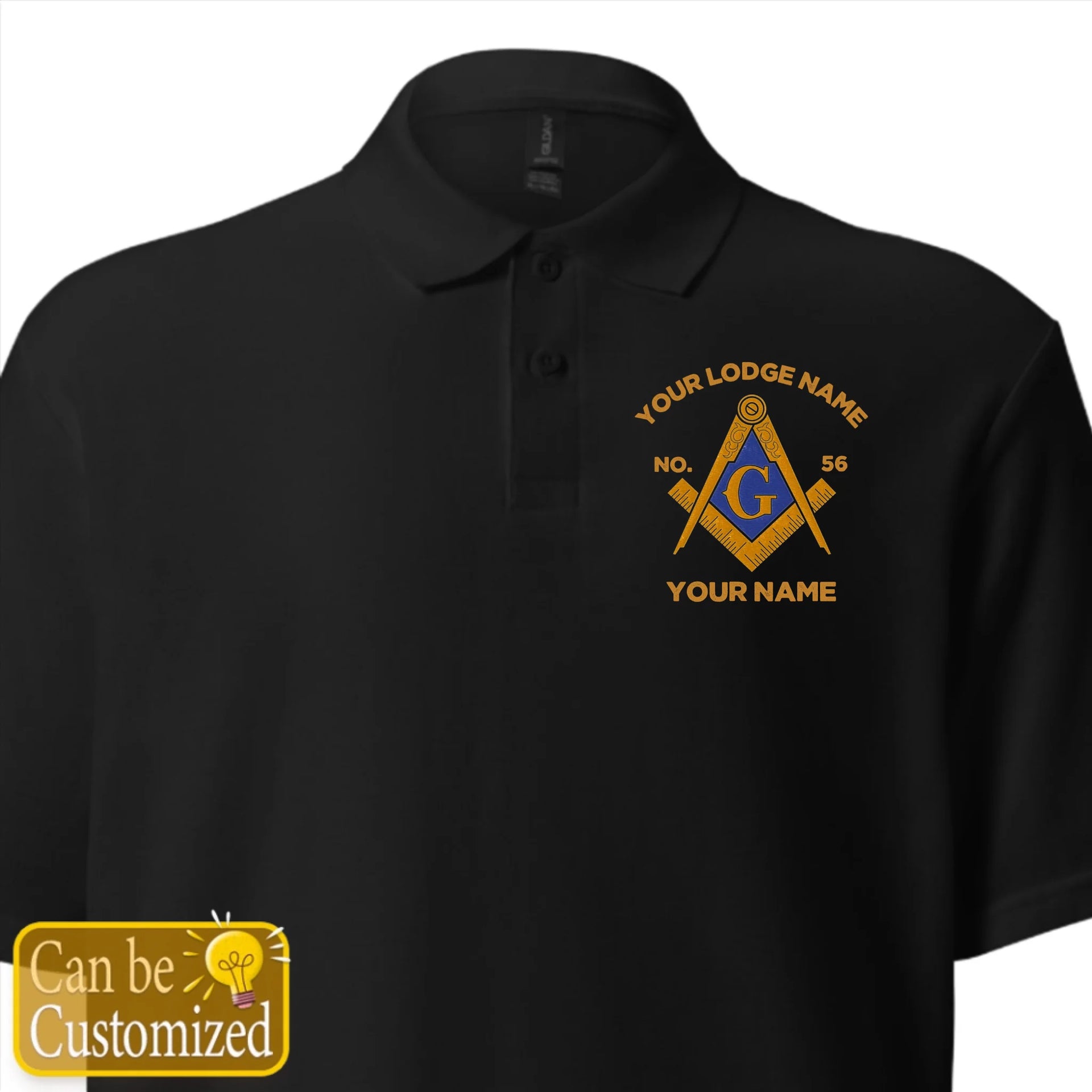 Custom Masonic Embroidered Polo Shirt Unisex Polo Shirt Black 2XL