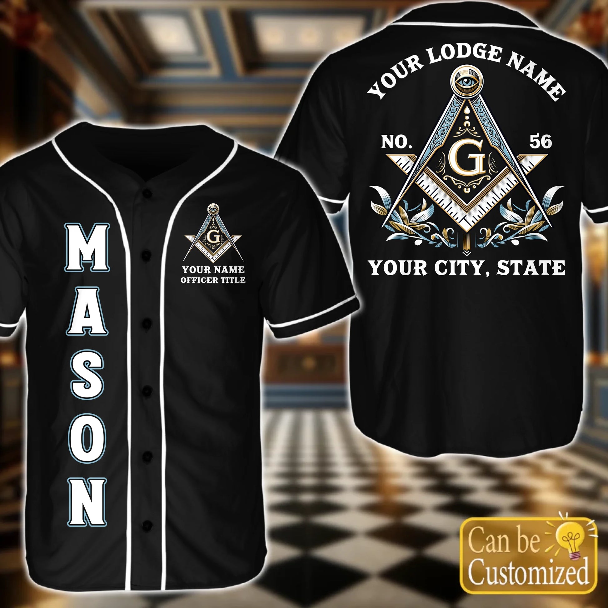Custom  Order of the Eastern Star OES Baseball Jersey Front Back