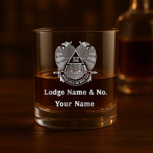 Custom 32nd Degree Scottish Rite Whiskey Glass