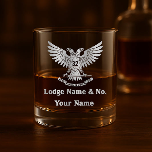 Custom 32nd Degree Scottish Rite Masonic Whiskey Glass