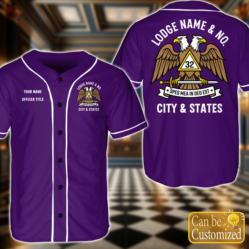 Custom 32nd Scottish Rite Baseball Jersey