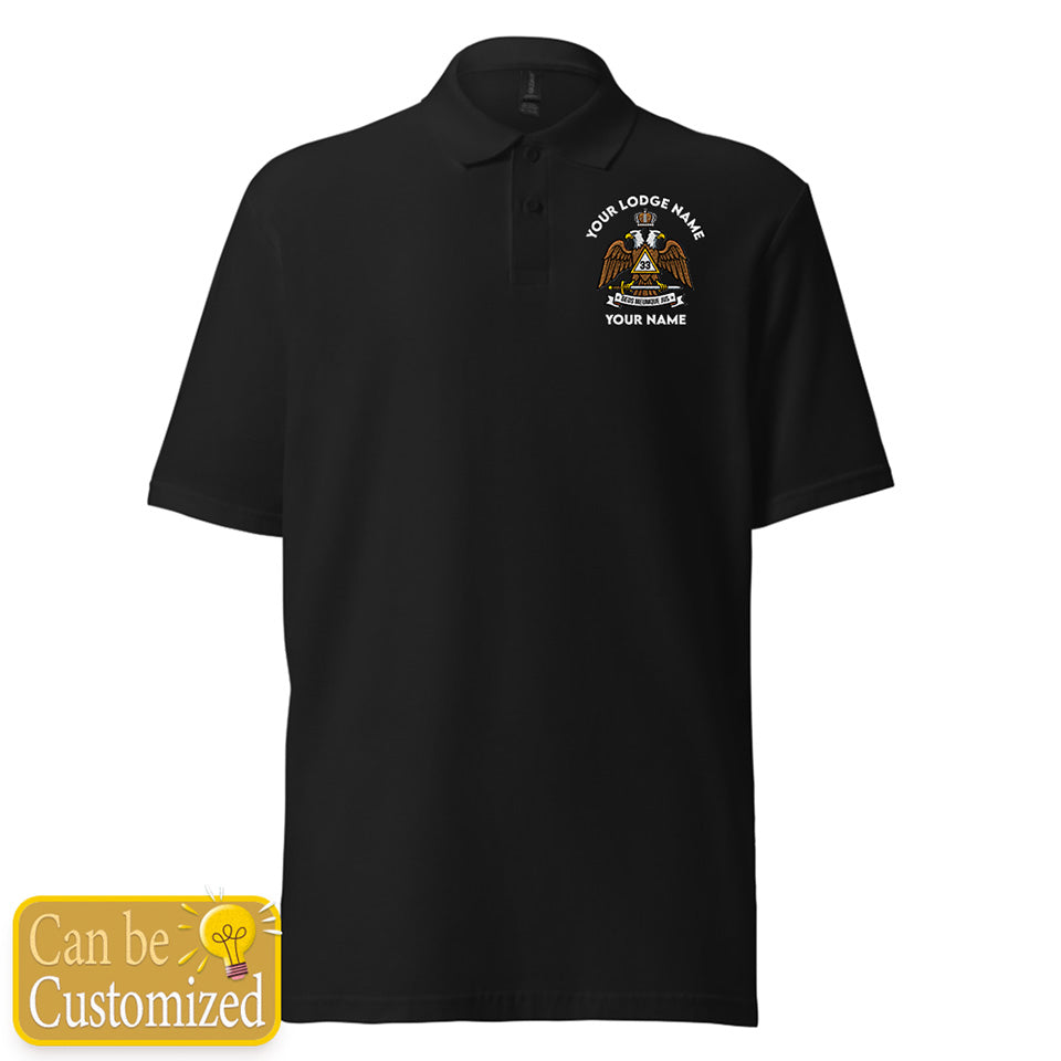 Custom 33rd Degree Scottish Rite Embroidered Polo Shirt